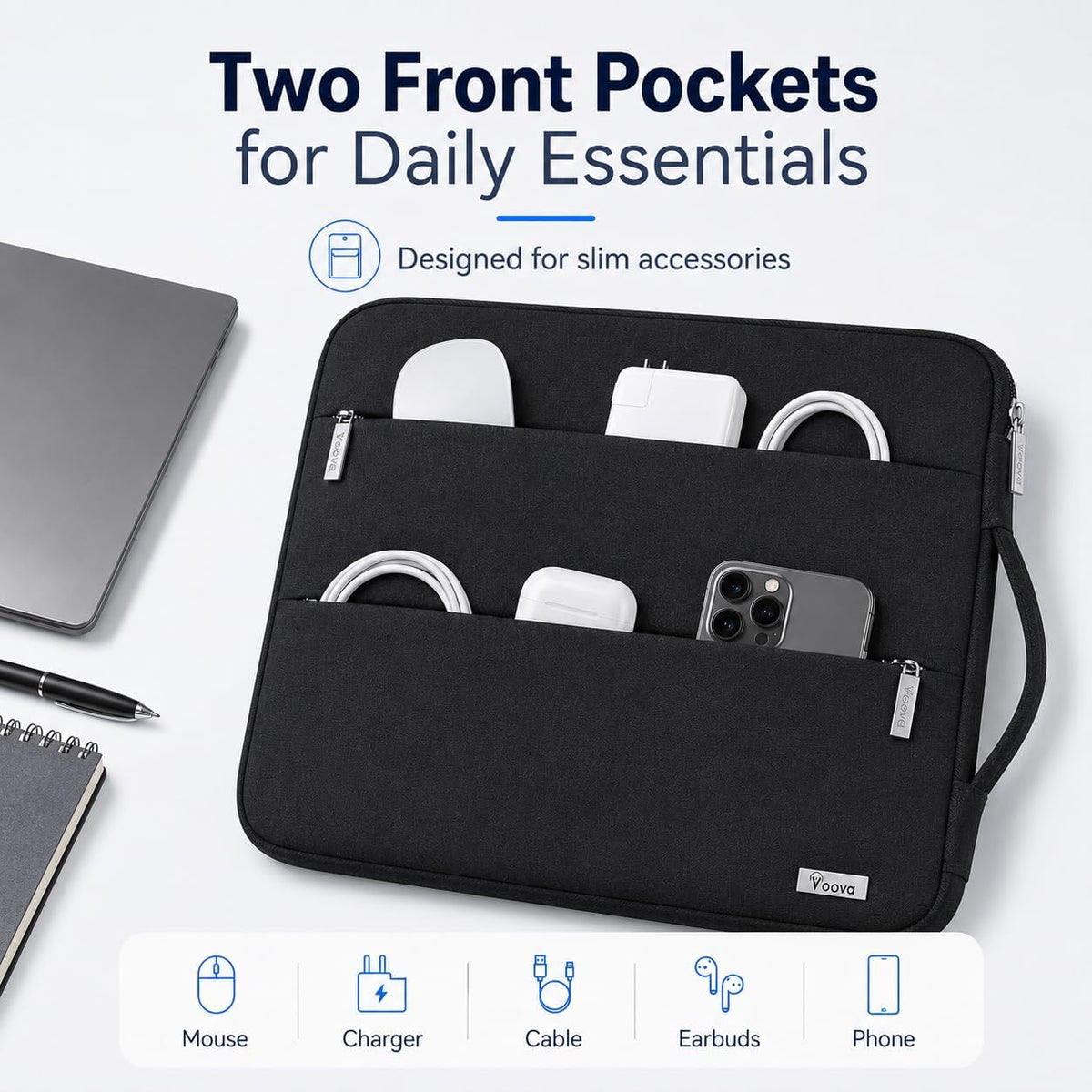 Sleek Black 13.3-13 Inch Laptop Sleeve & MacBook Case - Stylish Protection for Your Device