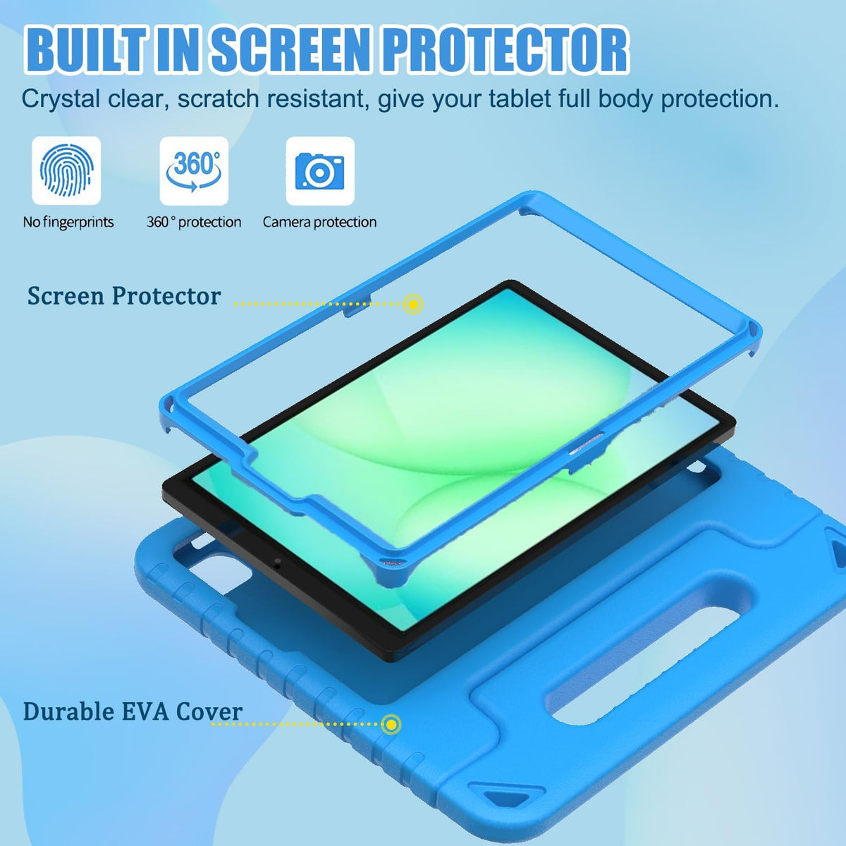 Kids Case for Samsung Galaxy Tab A11 8.7" 2025, Galaxy A9 8.7" 2023 / A7 Lite 2021 Case - with Screen Protector, Shockproof Lightweight Samsung Galaxy Tab A11/A9/A7 Lite Case 8.7 Inch, Blue