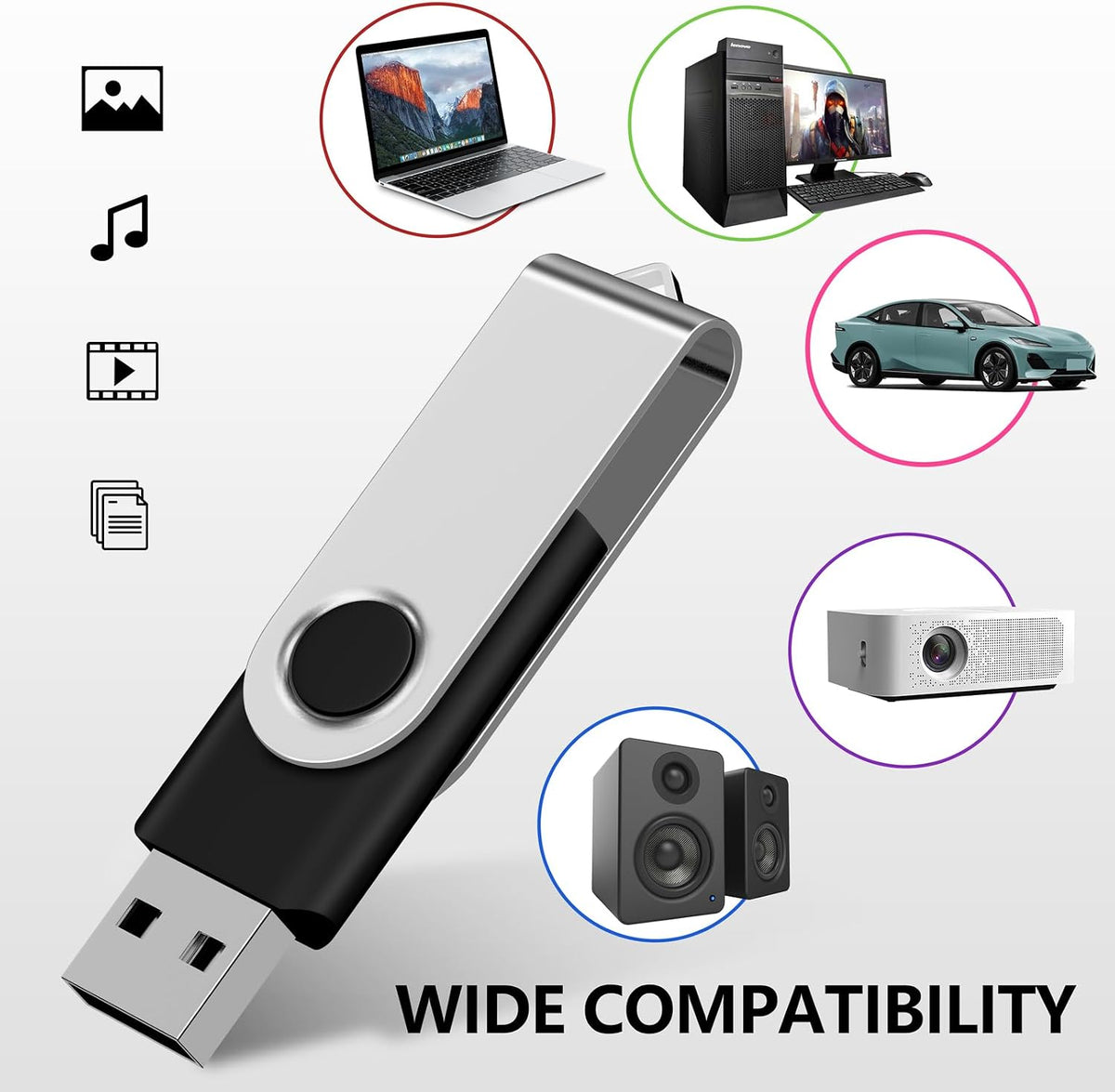 32GB Flash Drive,  Pack of 10 USB2.0 USB Drive with Keychain Lanyard
