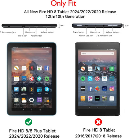 Fire HD 8 Tablet Case,Kindle Fire 8 Case,(12Th/10Th Generation,2022/2020 Release), Kid-Proof Case for Amazon Fire HD 8 plus Tablet, Blue