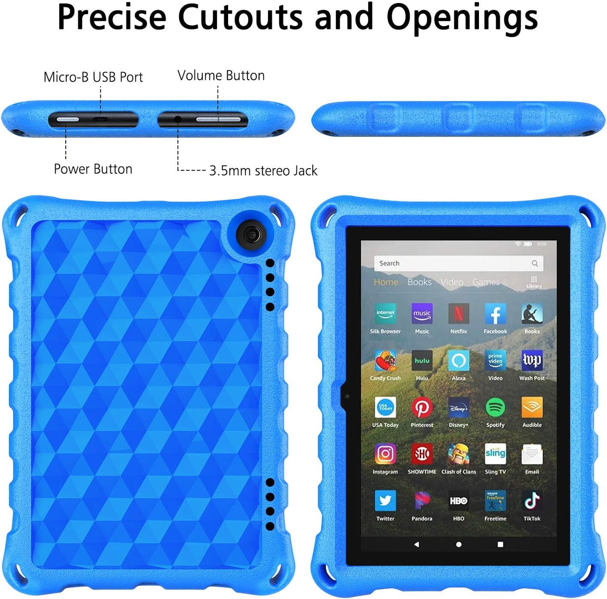 Fire HD 8 Tablet Case,Kindle Fire 8 Case,(12Th/10Th Generation,2022/2020 Release), Kid-Proof Case for Amazon Fire HD 8 plus Tablet, Blue