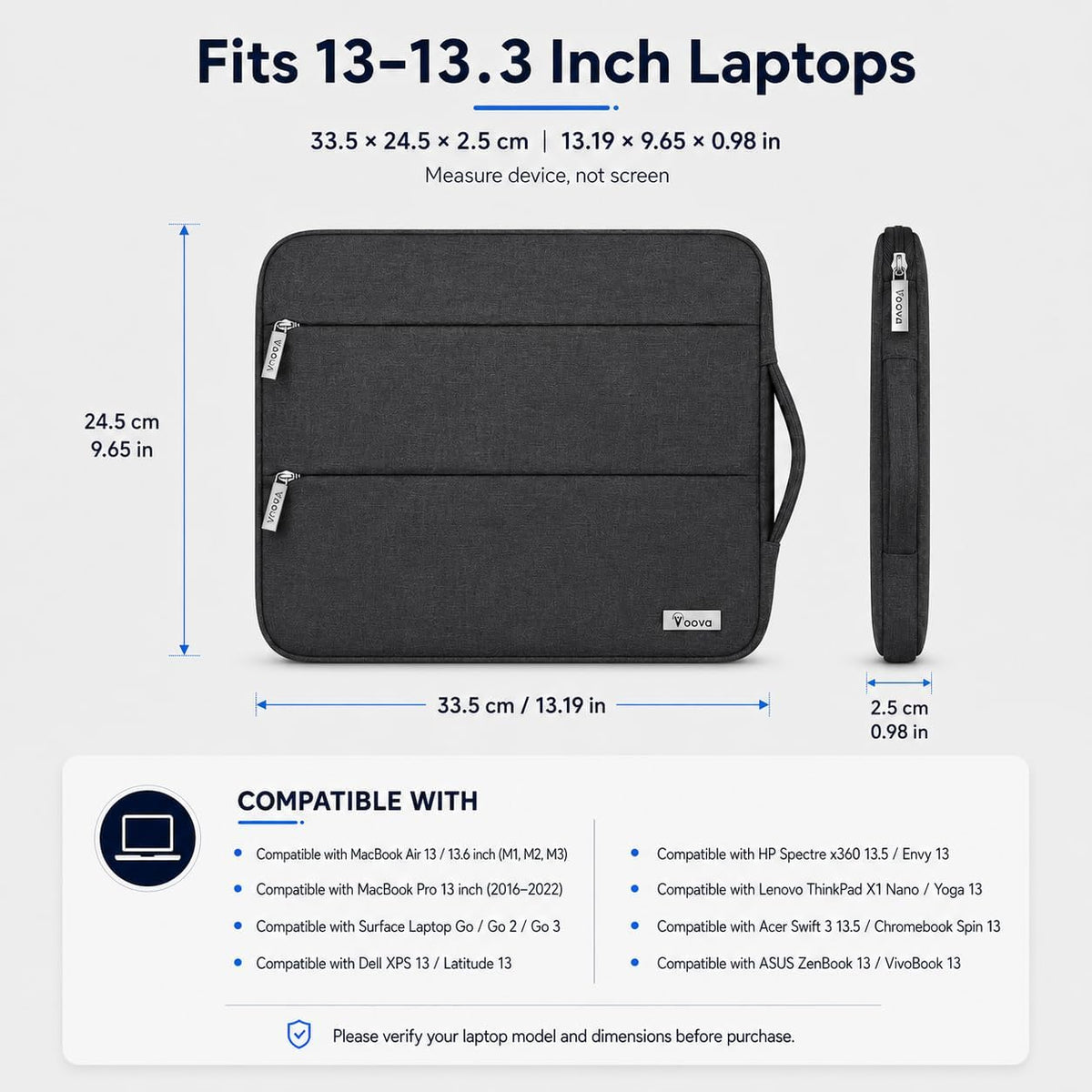 Sleek Black 13.3-13 Inch Laptop Sleeve & MacBook Case - Stylish Protection for Your Device