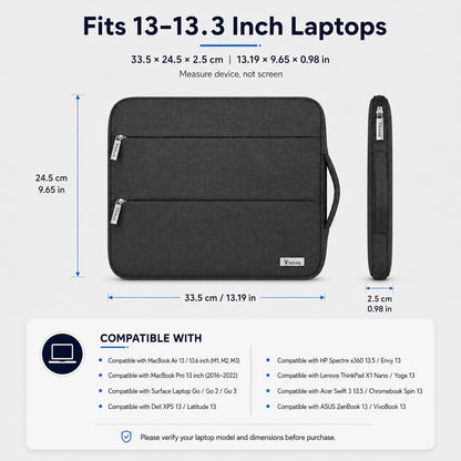 Sleek Black 13.3-13 Inch Laptop Sleeve & MacBook Case - Stylish Protection for Your Device