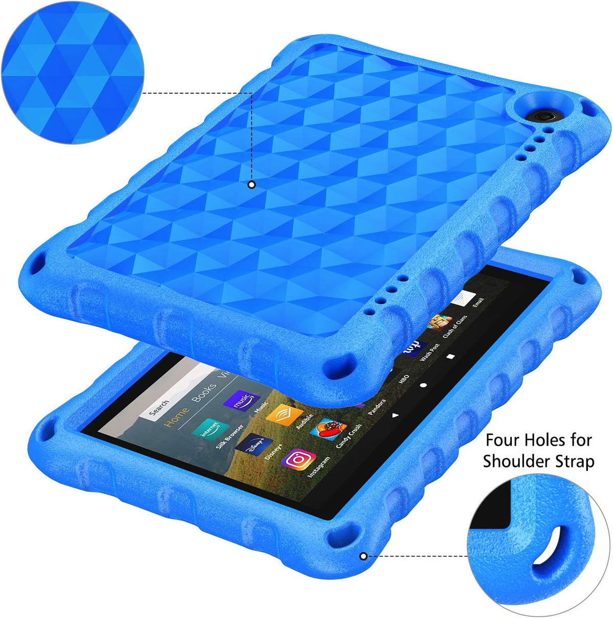 Fire HD 8 Tablet Case,Kindle Fire 8 Case,(12Th/10Th Generation,2022/2020 Release), Kid-Proof Case for Amazon Fire HD 8 plus Tablet, Blue