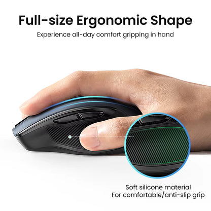 Wireless Mouse Bluetooth5.0 Mouse Ergonomic 4000DPI 6 Mute Buttons Mouse for Macbook Tablet Laptops Computer PC 2.4G Mice