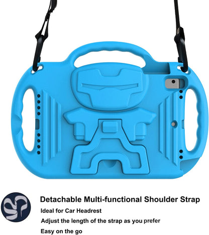 Kids Case for Ipad 5Th/6Th Generation (9.7 Inch, 2017/2018), Air 1 & Air 2 & Pro 9.7" Case with Shoulder Strap Handle Stand, Blue
