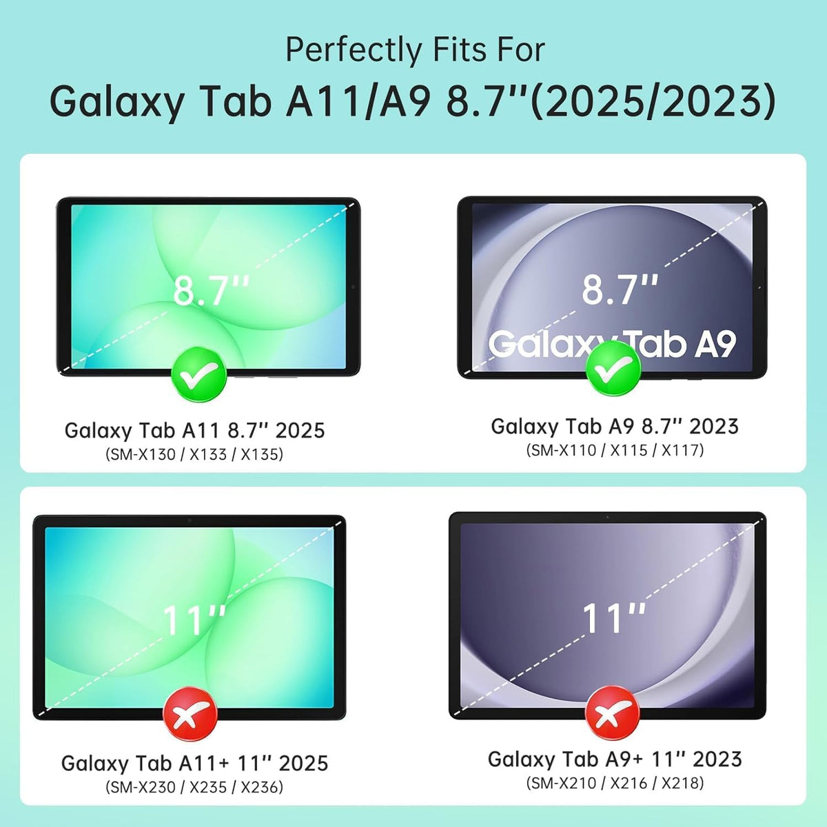Kids Case for Samsung Galaxy Tab A11 8.7" 2025, Galaxy A9 8.7" 2023 / A7 Lite 2021 Case - with Screen Protector, Shockproof Lightweight Samsung Galaxy Tab A11/A9/A7 Lite Case 8.7 Inch, Blue