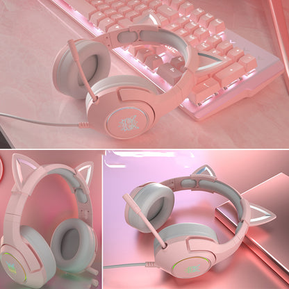 Head-Mounted Gaming Gaming Cute Girls Wired Computer Headset